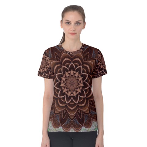 Abstract Art Texture Mandala Women s Cotton Tee by Simbadda