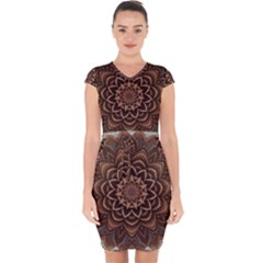 Abstract Art Texture Mandala Capsleeve Drawstring Dress  by Simbadda