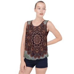 Abstract Art Texture Mandala Bubble Hem Chiffon Tank Top by Simbadda