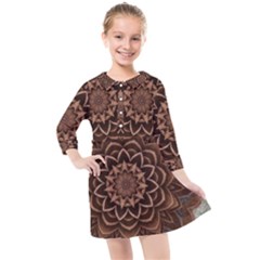 Abstract Art Texture Mandala Kids  Quarter Sleeve Shirt Dress