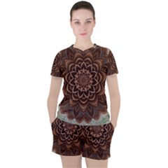 Abstract Art Texture Mandala Women s Tee And Shorts Set