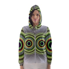 Fractal Mandala White Background Hooded Windbreaker (women) by Simbadda