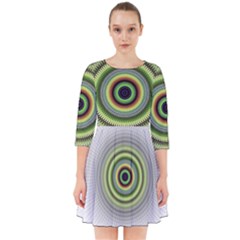 Fractal Mandala White Background Smock Dress by Simbadda