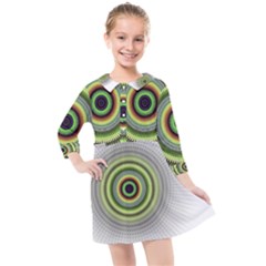 Fractal Mandala White Background Kids  Quarter Sleeve Shirt Dress by Simbadda