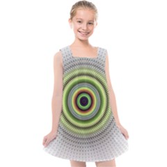 Fractal Mandala White Background Kids  Cross Back Dress by Simbadda