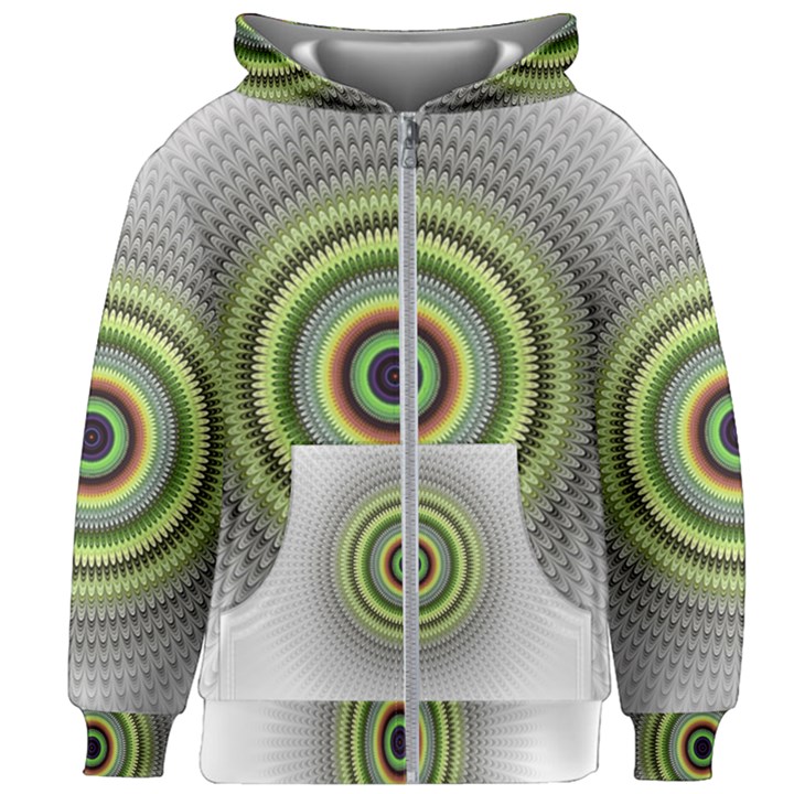 Fractal Mandala White Background Kids Zipper Hoodie Without Drawstring