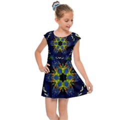 Chakra Art Healing Mandala Kids Cap Sleeve Dress by Simbadda