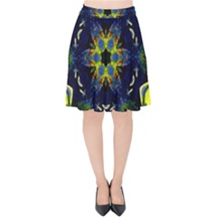 Chakra Art Healing Mandala Velvet High Waist Skirt by Simbadda