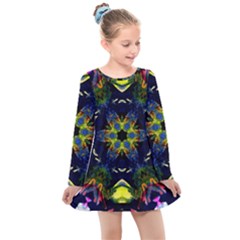 Chakra Art Healing Mandala Kids  Long Sleeve Dress by Simbadda