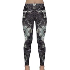 Black And White Fractal Art Artwork Design Lightweight Velour Classic Yoga Leggings