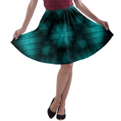 Abstract Pattern Black Green A-line Skater Skirt by Simbadda