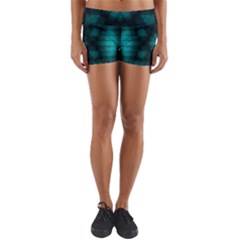 Abstract Pattern Black Green Yoga Shorts by Simbadda