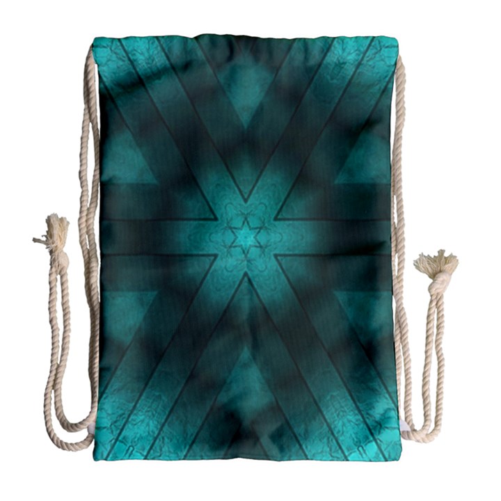 Abstract Pattern Black Green Drawstring Bag (Large)