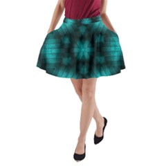 Abstract Pattern Black Green A-line Pocket Skirt by Simbadda