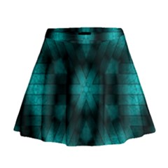 Abstract Pattern Black Green Mini Flare Skirt by Simbadda