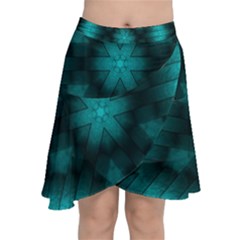 Abstract Pattern Black Green Chiffon Wrap Front Skirt by Simbadda