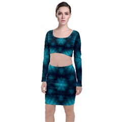 Abstract Pattern Black Green Top And Skirt Sets by Simbadda