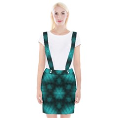 Abstract Pattern Black Green Braces Suspender Skirt by Simbadda