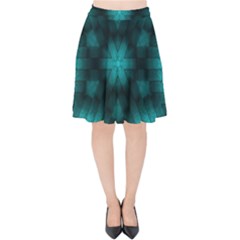 Abstract Pattern Black Green Velvet High Waist Skirt by Simbadda