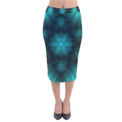 Abstract Pattern Black Green Velvet Midi Pencil Skirt by Simbadda