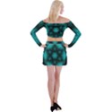 Abstract Pattern Black Green Off Shoulder Top with Mini Skirt Set View2