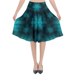 Abstract Pattern Black Green Flared Midi Skirt by Simbadda