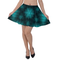 Abstract Pattern Black Green Velvet Skater Skirt by Simbadda