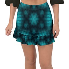 Abstract Pattern Black Green Fishtail Mini Chiffon Skirt by Simbadda