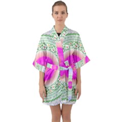 Flower Abstract Floral Quarter Sleeve Kimono Robe by Simbadda