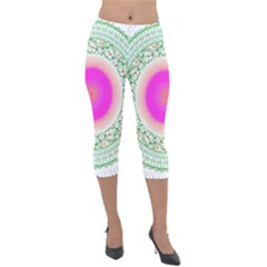 Flower Abstract Floral Lightweight Velour Capri Leggings  by Simbadda