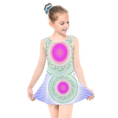 Flower Abstract Floral Kids  Skater Dress Swimsuit