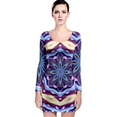 Mandala Art Design Pattern Long Sleeve Bodycon Dress by Simbadda