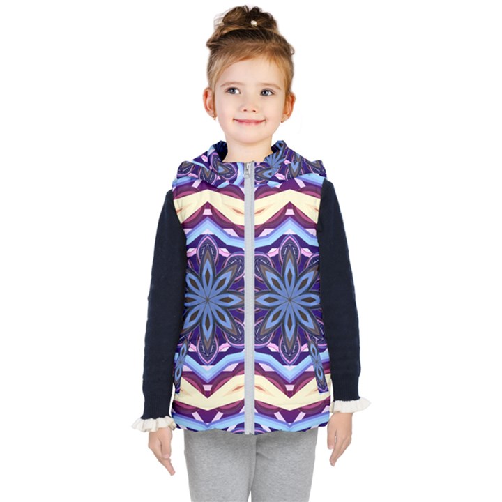 Mandala Art Design Pattern Kid s Hooded Puffer Vest