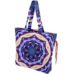 Mandala Art Design Pattern Drawstring Tote Bag by Simbadda