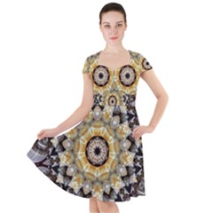 Abstract Art Texture Mandala Cap Sleeve Midi Dress