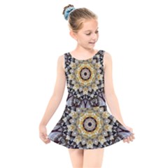 Abstract Art Texture Mandala Kids  Skater Dress Swimsuit