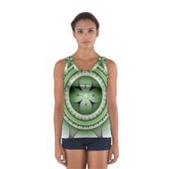 Ractal Mandala Green Purple Sport Tank Top  by Simbadda