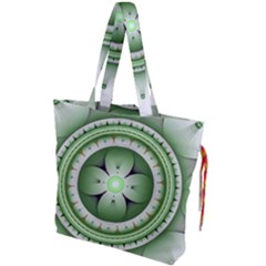 Ractal Mandala Green Purple Drawstring Tote Bag