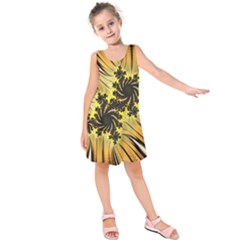 Fractal Art Colorful Pattern Kids  Sleeveless Dress by Simbadda