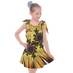 Fractal Art Colorful Pattern Kids  Tie Up Tunic Dress by Simbadda