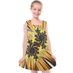 Fractal Art Colorful Pattern Kids  Cross Back Dress