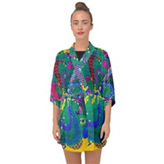 Mandala Abstract Background Image Half Sleeve Chiffon Kimono