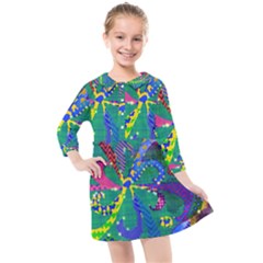 Mandala Abstract Background Image Kids  Quarter Sleeve Shirt Dress