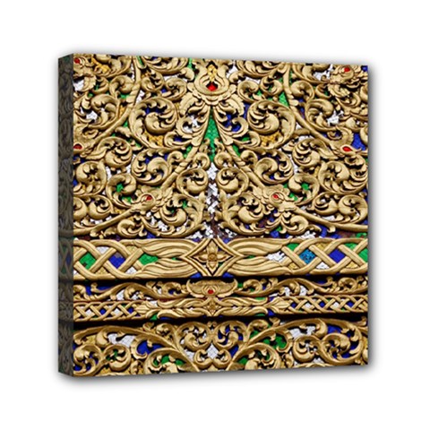 Gold Pattern Decoration Golden Mini Canvas 6  X 6  (stretched) by Simbadda