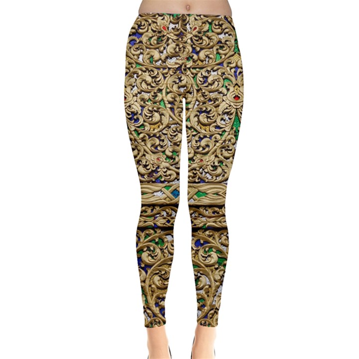 Gold Pattern Decoration Golden Leggings 