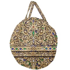 Gold Pattern Decoration Golden Giant Round Zipper Tote by Simbadda