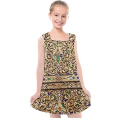 Gold Pattern Decoration Golden Kids  Cross Back Dress