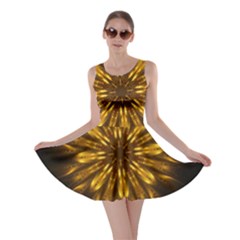 Mandala Gold Golden Fractal Skater Dress by Simbadda