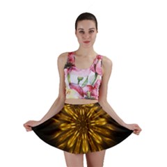 Mandala Gold Golden Fractal Mini Skirt by Simbadda