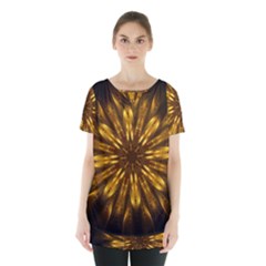 Mandala Gold Golden Fractal Skirt Hem Sports Top by Simbadda